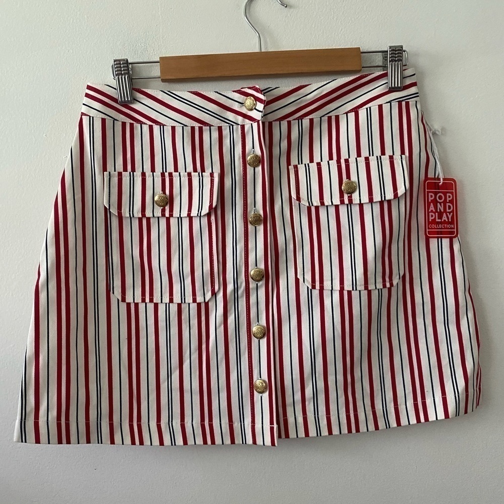 Forever 21 Red white blue Gold Buttons Mini Skirt